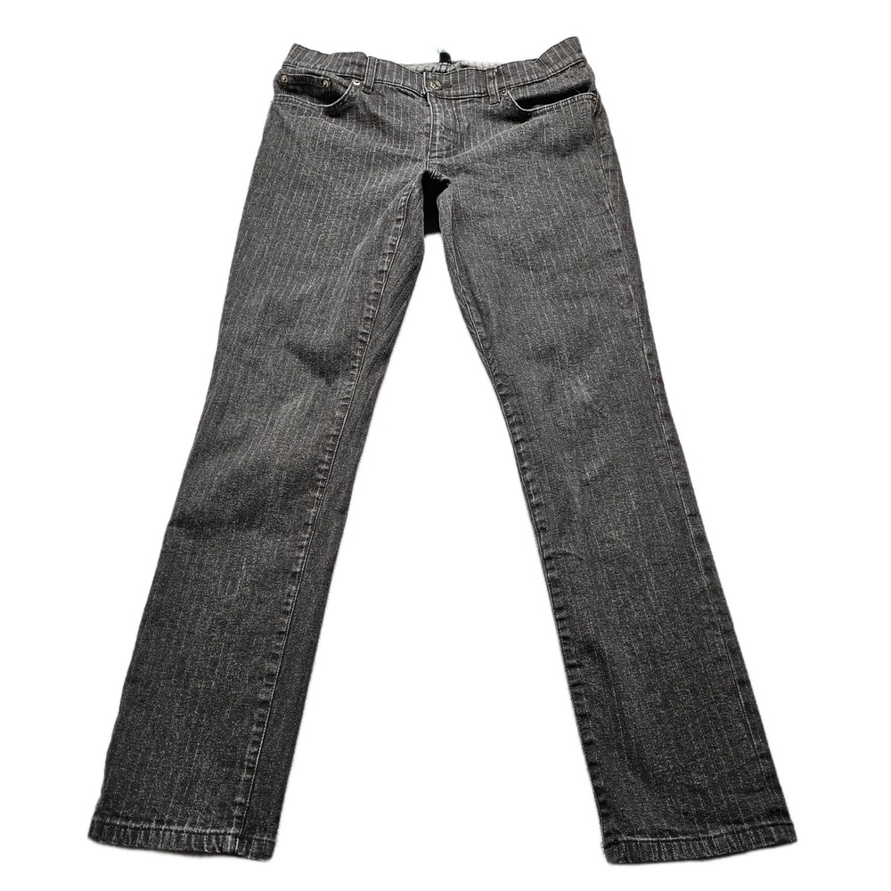 Lauren Ralph Lauren Modern Skinny Jeans Womens 8 Black Denim‎ Pinstriped Stretch